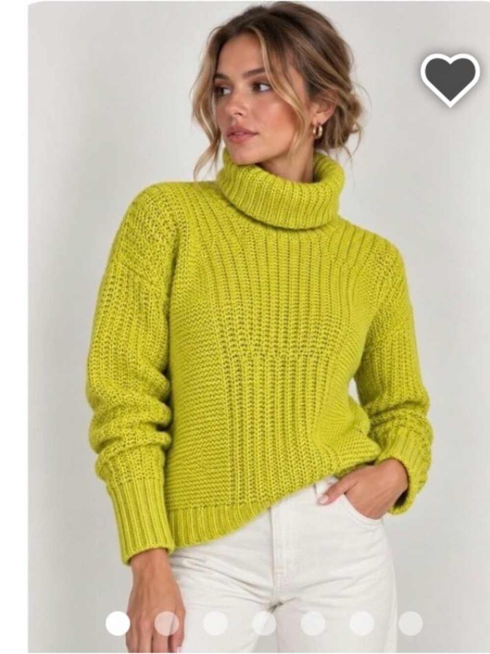 Banana Republic Lime Green Chunky Turtleneck Sweater